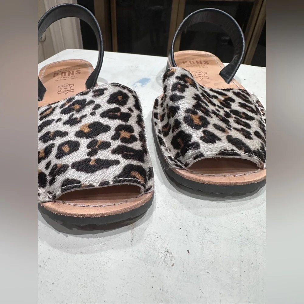 Pons Menorca Avarca Sandals Leopard Print Pony Hair Leather EU 38 US‎ 8 - Picture 13 of 14